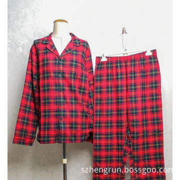 men's red plaid pyjama set